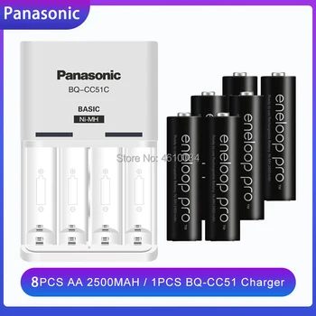 Panasonic eneloop Baterie AA 2500mAh 1.2 V NI-MH Lanterna aparat de Fotografiat de Jucărie Pre-Încărcat Acumulatori + 1buc BQ-CC51 Încărcător