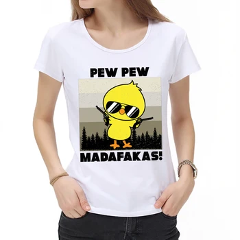 Pew Pew Madafakas Femei Tricou galben Drăguț Pui de Imprimare Tricou Fata de Brand de Moda T-Shirt Pentru femei Topuri Casual Tricou