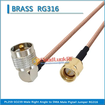 PL259 SO239 PL-259 so-239 UHF de sex Masculin Unghi Drept de 90 de Grade pentru a SMA Male Plug Coaxial Coadă Jumper RG316 extinde Cablu Pierderi Reduse