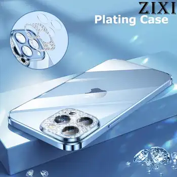 Placare la Șocuri Telefon Caz Pentru IPhone 14 13 12 11 Pro Max Plus de Lux All-inclusive de Protecție a Lentilei Silicon Mat Capacul din Spate