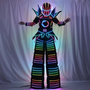 Plin de Culoare Inteligent Pixeli LED Costum de Robot Costum de Haine Picioroange Walker Costum de Lumini LED-uri Luminoase Jacheta Etapă spectacol de Dans