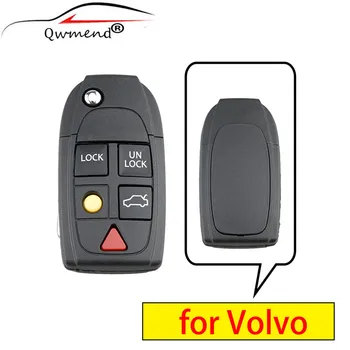 QWMEND 5 Butoane de Înlocuire Mașină Smart key Fob Caz pentru Volvo XC70 XC90 V50 S60 V70 S80 C30 de la Distanță Cheie Flip Shell
