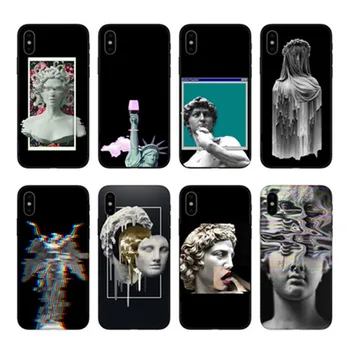 Roman statuie art glitch Medusa Vaporwave Telefon Acoperă Pentru Iphone 4 5S SE 6 6s 7 8 Plus XS XR MAX Funda Coque Caz Suav silicon