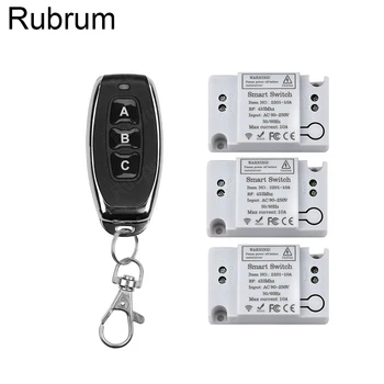 Rubrum 433Mhz Iluminat de Control de la Distanță Comutator AC 220V 110V Receptor și Telecomandă fără Fir Transmițător De Control cu Led-uri Pe