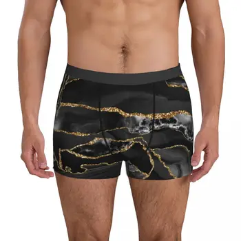 Sclipici Marmură Lenjerie de corp Negru și Aur Marmura Simplu Chilotei Personalizate pantaloni Scurți Boxeri 3D Husă de sex Masculin Plus Dimensiune pantaloni Scurți