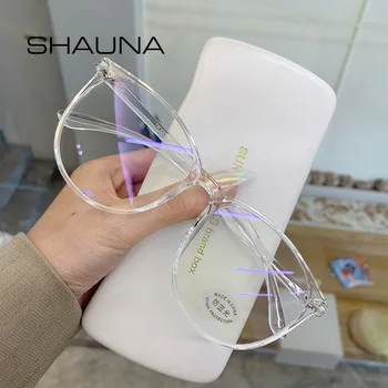 SHAUNA Anti Blue Light pentru Femei Ochelari rotunzi Ramele de Moda Transparent Bărbați Optice, Ochelari de Calculator