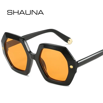 SHAUNA Epocă Poligon Pătrat ochelari de Soare Femei de Moda Nituri Metalice Nuante UV400 Trend Bărbați Gradient de Ochelari de Soare