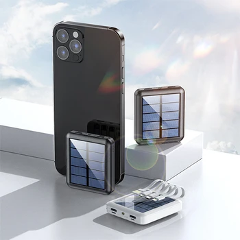 Solar Power Bank 20000mAh Pentru iPhone Xiaomi, Huawei Samsung Powerbank cu Cablu Încărcător Solar Baterie Externă Power Bank