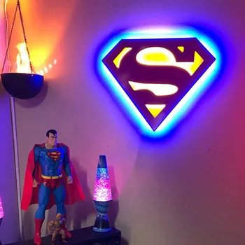 Super-Erou lumina de Noapte LED 3D creative lampă de perete decorat de Control de la Distanță lampă de noapte noptiera dormitor, camera de zi copii cadou