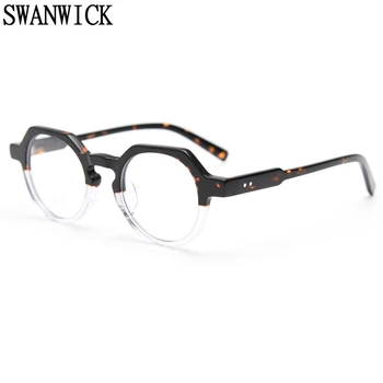 Swanwick poligon manual de acetat de ochelari femei retro bărbați rotund ochelari de soare accesorii în stil European gri negru de înaltă calitate