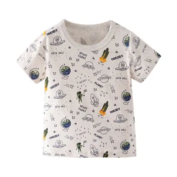 Sărituri de metri Băieți Fete Spațiu Tricouri Top Bumbac Vara Copii Copil Fete Baieti Rachete Scrisoare de Imprimare T-shirt Topuri Tricouri pentru Copii Tee