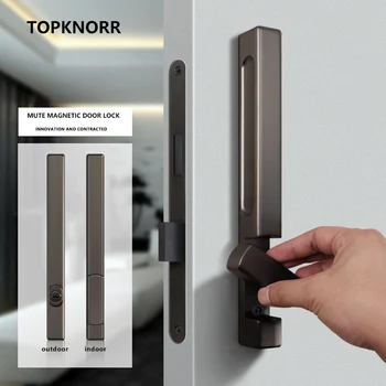 TOPKNORR Minimalist Magnetic de Blocare a Ușii de Interior de uz Casnic Universal Toaletă Cameră Neagră de Lemn Mâner de Ușă Mut Dormitor cu Usa de Blocare