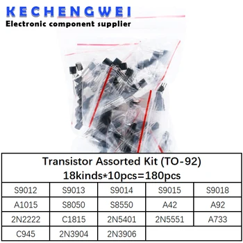 Tranzistor Asortate Kit (PENTRU a-92) 18kinds*10buc=180pcs 2N2222 S9013 S9014 S9015 S9018 S8050 S8550 5551 5401 2N3904 2N3906 C1815