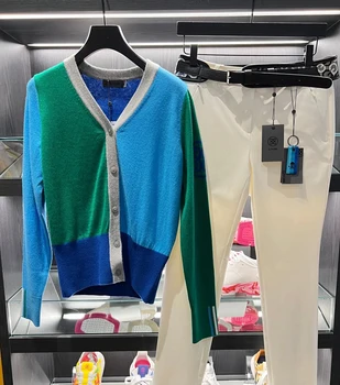 Tricouri de Golf pentru Femei de Moda Moale Pulover de Iarna Noi Sporturi în aer liber Pulover Tricot Butonul Cardigan Mâneci Lungi Ține de Cald Golf de Top