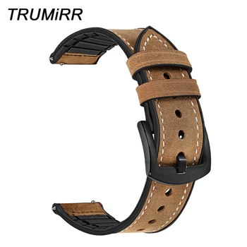 TRUMiRR Piele naturala & Silicon Banda de Cauciuc pentru Samsung Galaxy Watch 46mm / Watch3 45mm / de Viteze S3 Watchband Oțel Incuietoare Curea