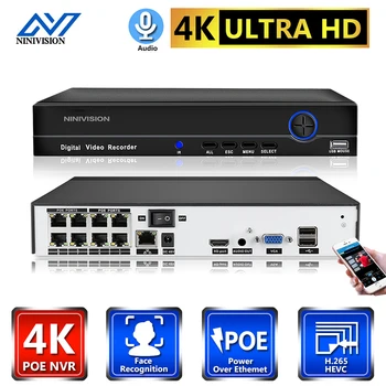 Ultra HD 8CH POE NVR 8MP H. 265 de Securitate CCTV de Supraveghere Video Recorder 8 Canale NVR pentru 5MP Camera IP POE 4K 4CH XMEYE