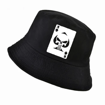 Vechea Carte de Joc Ace of Spades Găleată Pălării Punisher Femei Bărbați Panama Găleată cu Capac Femei Vara Pălărie de Soare