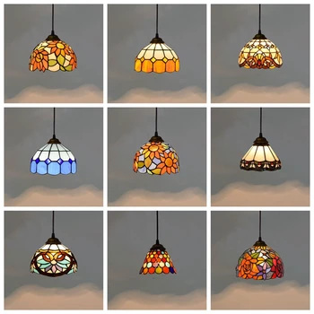 Vintage Vitralii Lumini Pandantiv Tiffany Bucătărie Mediteraneană Led Lampă De Agățat Sala De Mese Bar Scara Acasă Corpuri De Iluminat