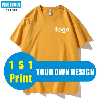 WESTCOOL Noi Bumbac Tricou Personalizat Logo-ul de Imprimare Compania Echipei Cuplu Maxim de Proiectare Broderie Vara 9 Culori Bărbați Și Femei de Îmbrăcăminte